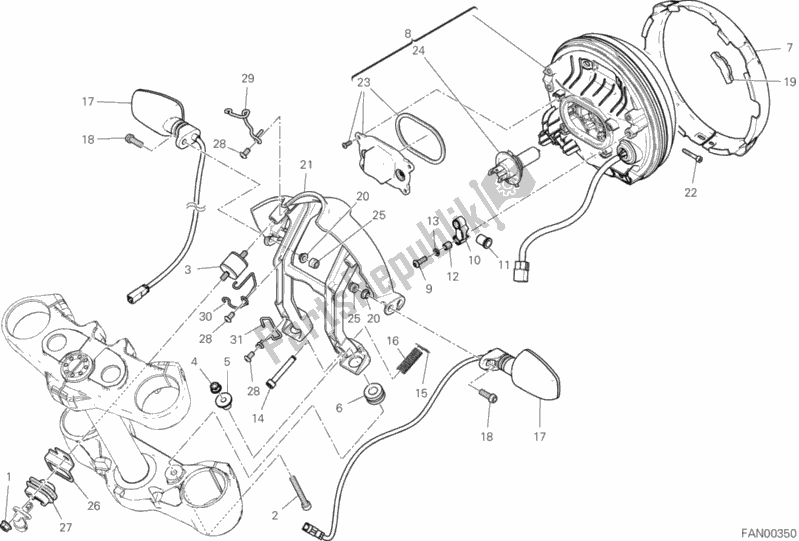 Alle onderdelen voor de Koplamp van de Ducati Scrambler Icon Thailand USA 803 2019